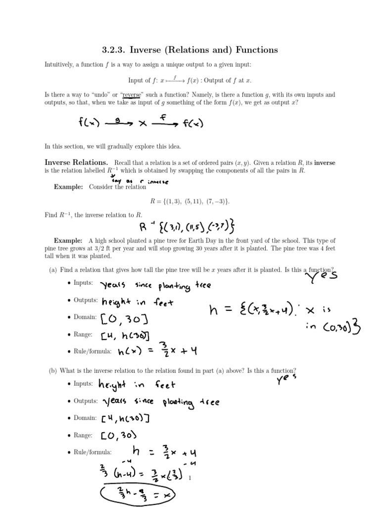3.2.3. Inverse (Relations and) Functions | PDF | Function (Mathematics ...