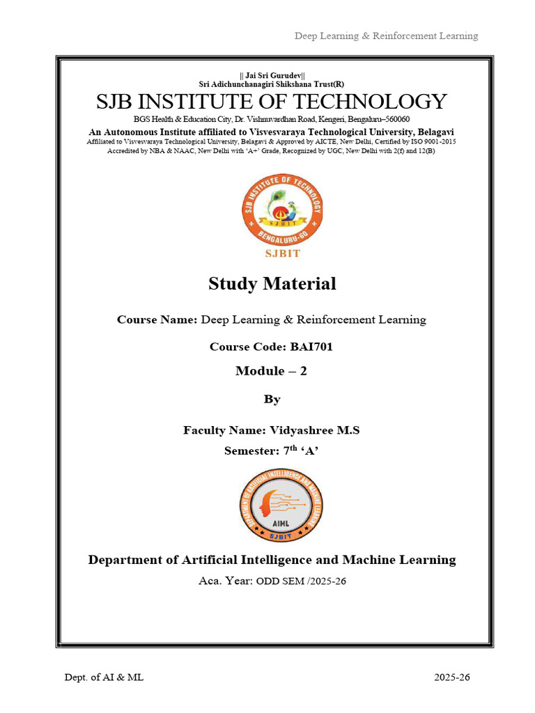 DLRL SJBIT M1 | PDF | Deep Learning | Machine Learning