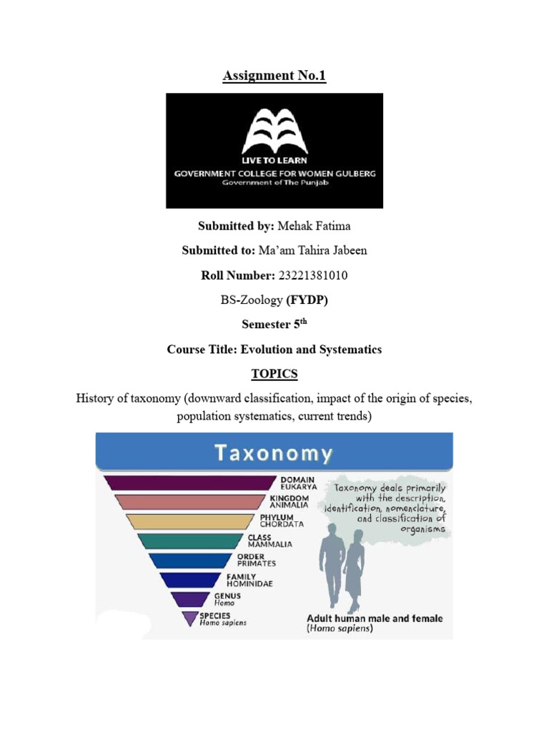 History of Taxonomy and Evolutionary Impact | PDF | Taxonomy (Biology ...