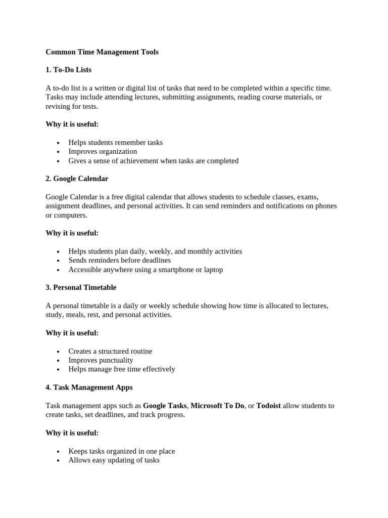 Essential Time Management Tools | PDF