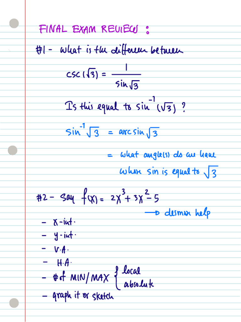 Final Exam Review: Trigonometry & Logs | PDF