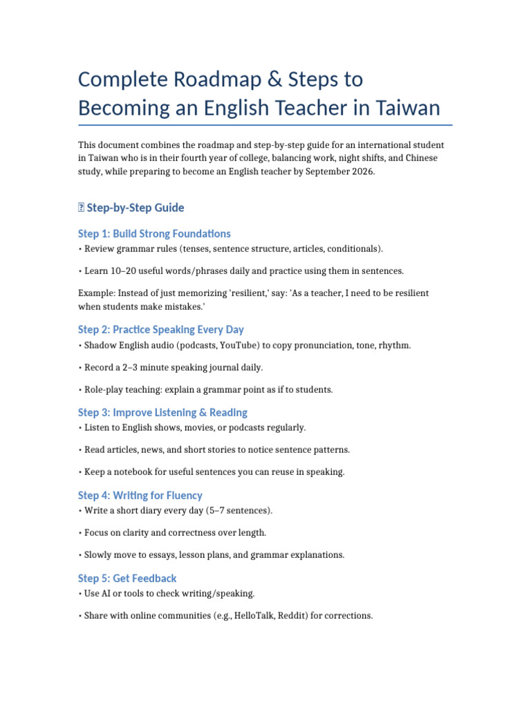 Guide to Becoming an English Teacher in Taiwan | PDF | English As A ...