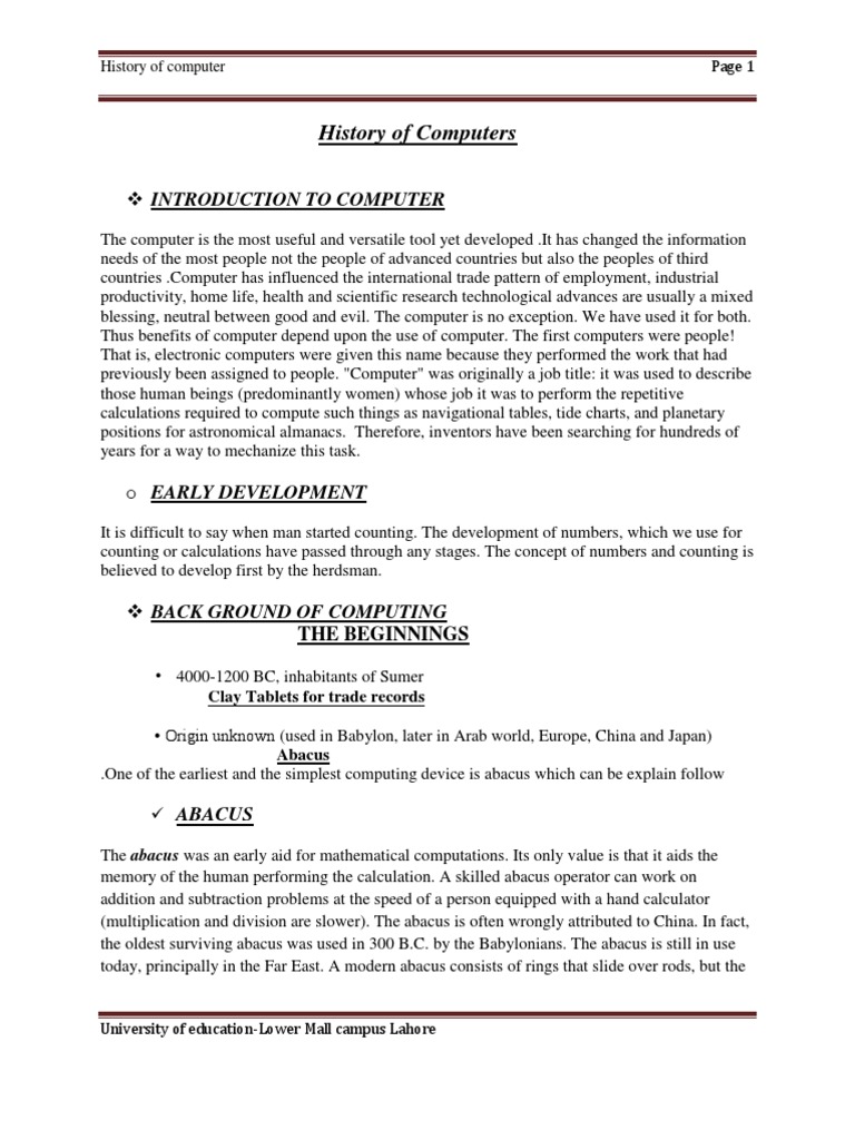 History of Computers | PDF | Integrated Circuit | Very Large Scale ...