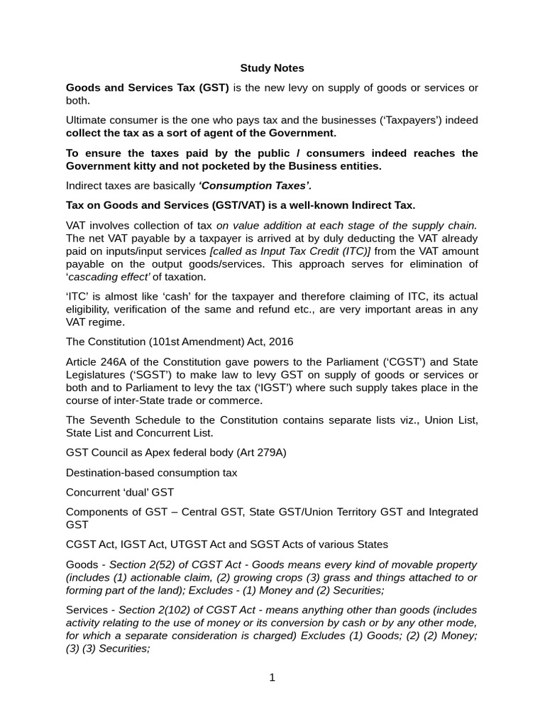 GST Overview: Key Concepts and Types | PDF | Value Added Tax | Taxes
