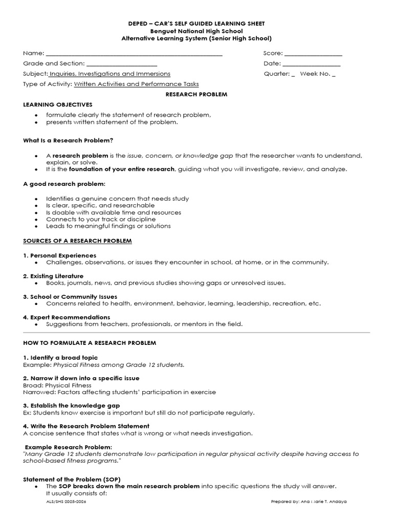 Module I - III - Identifying the Problem and Asking the Questions | PDF ...