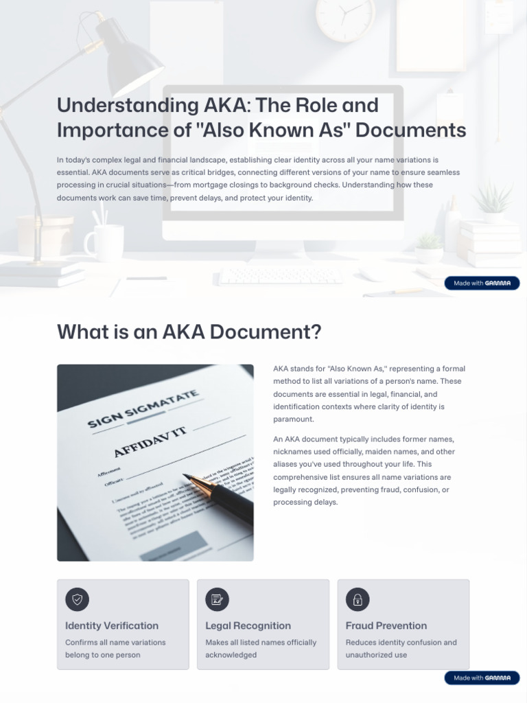 Importance of AKA Documents Explained | PDF | Affidavit | Notary Public