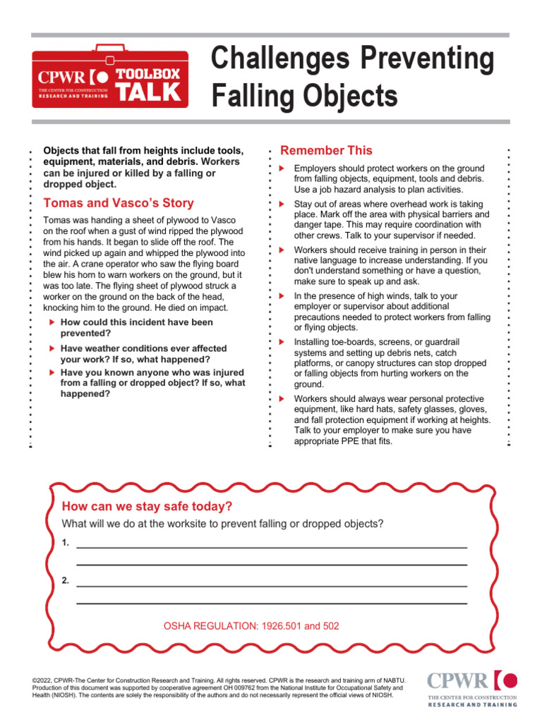 Preventing Falling Objects at Work | PDF | Personal Protective ...