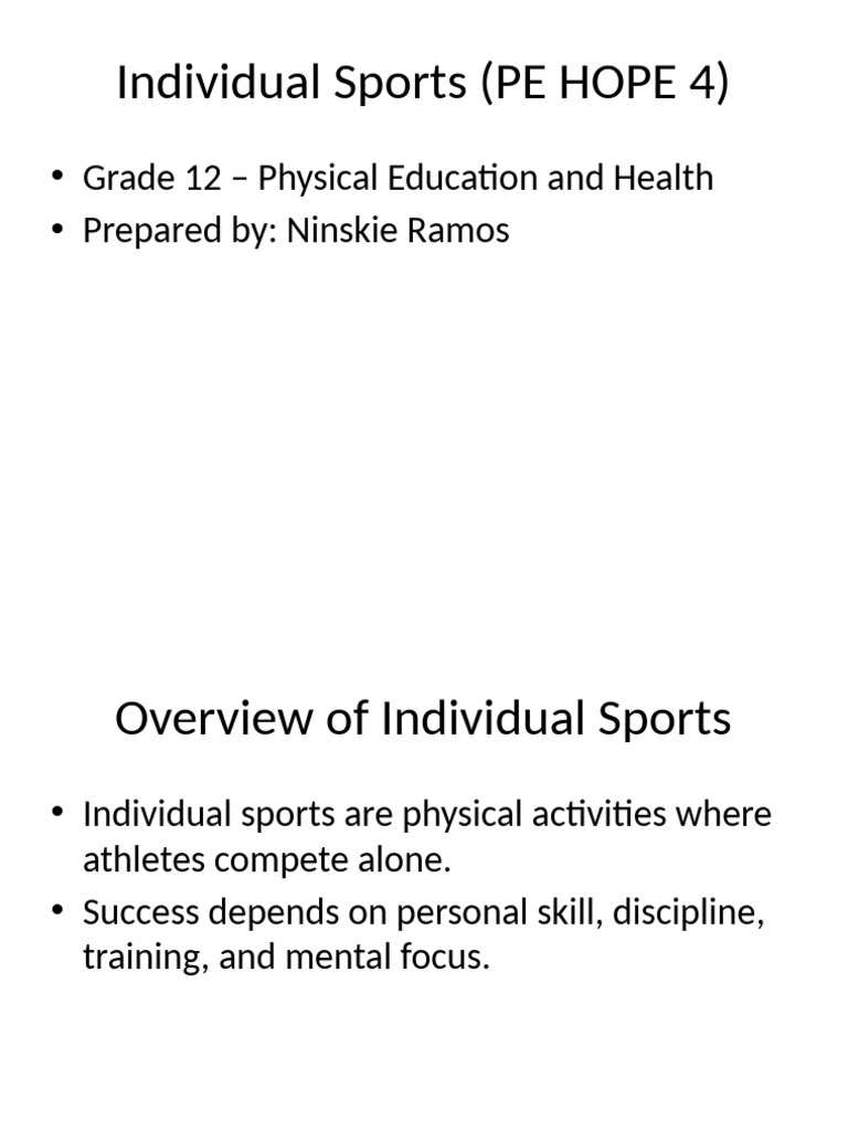 PE HOPE4 Individual Sports Grade12 | PDF