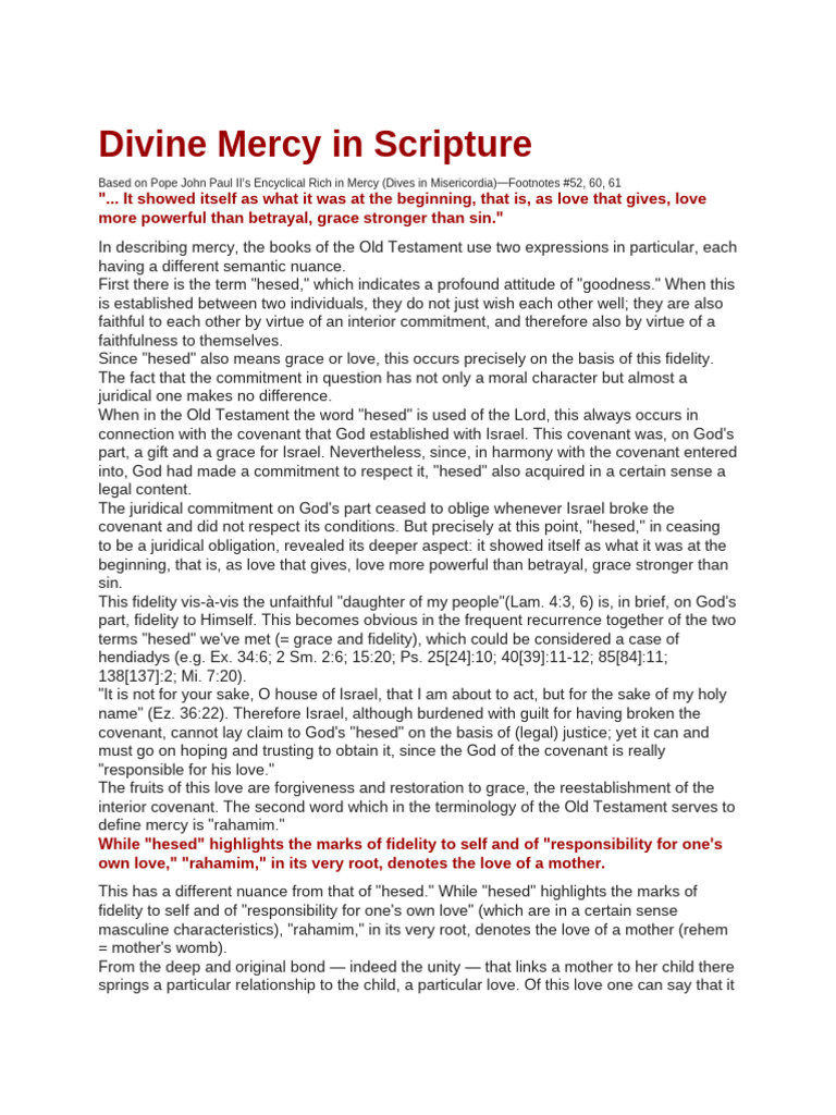 Understanding Divine Mercy in Scripture | PDF | Mercy | Confession ...