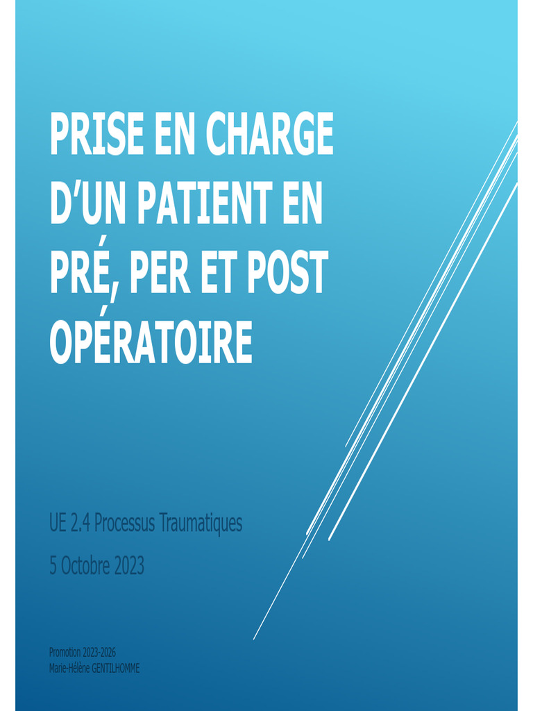 Prise en charge pré, per et post-opératoire | PDF | Anesthésie ...