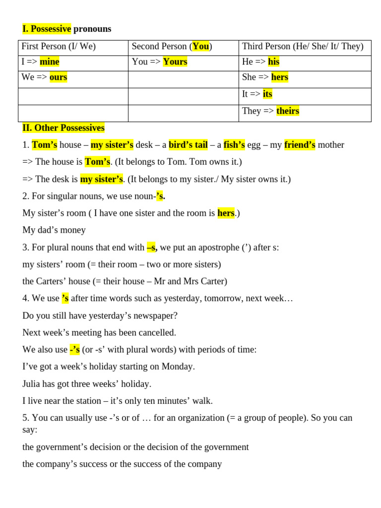 Possessive s | PDF | Plural | Grammatical Number