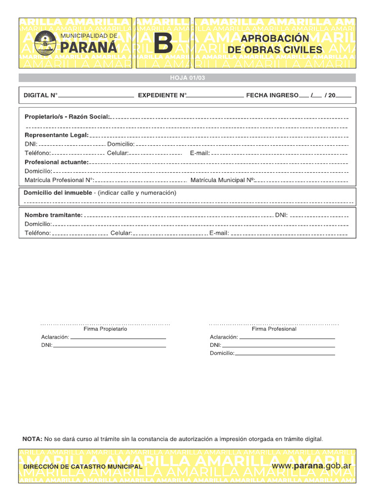 03 Aprob. Obras Civiles Separata B - Carp. Amarilla | PDF