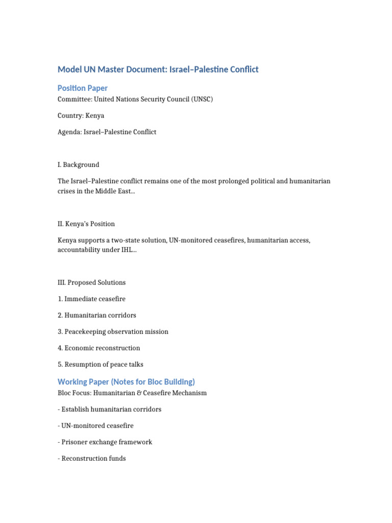 MUN Israel Palestine Master Document | PDF | United Nations Security ...