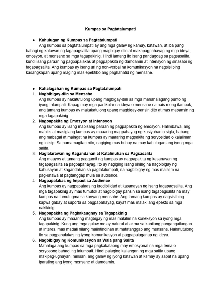 Kumpas Sa Pagtatalumpati | PDF