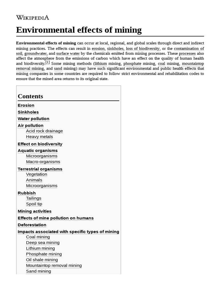 Impact of Mining on Environment | PDF | Environmental Science | Nature