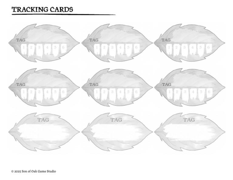 Tracking Cards (Printer-Friendly) - Legend in The Mist RPG | PDF