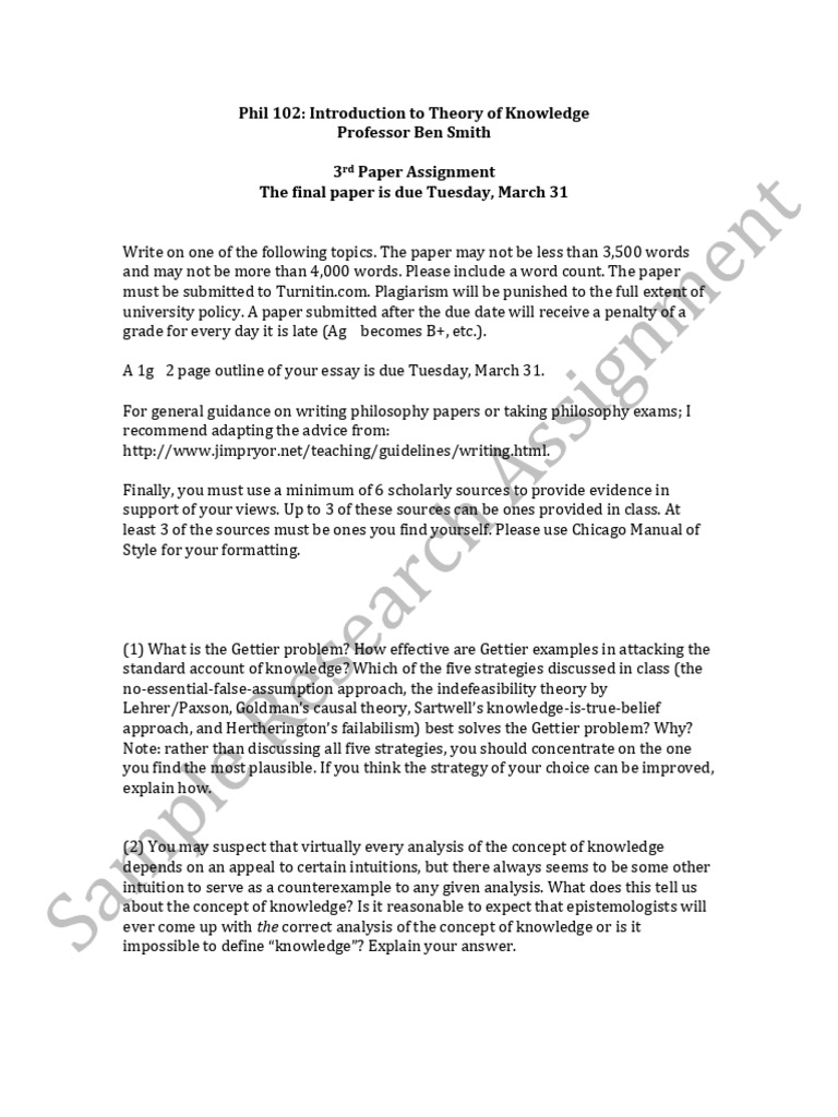 Sample Research Assignment 2 | PDF | Epistemology | Academic Discipline ...