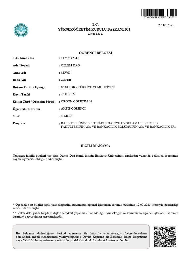 Ogr Belgesi | PDF