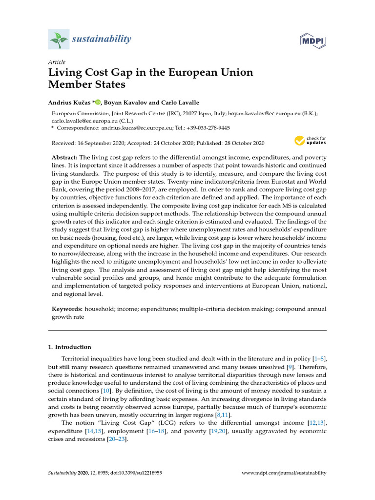 EU Living Cost Gap Analysis 2008-2017 | PDF | Cost Of Living | Poverty
