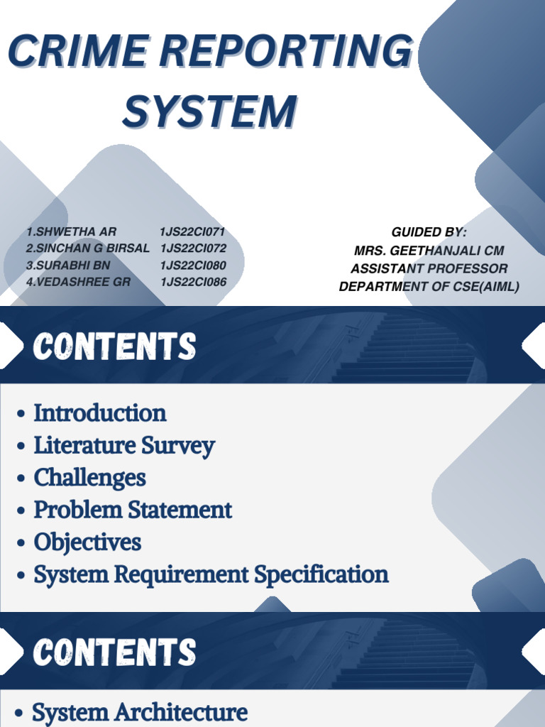 Smart Crime Reporting System Overview | PDF | Databases | Machine Learning