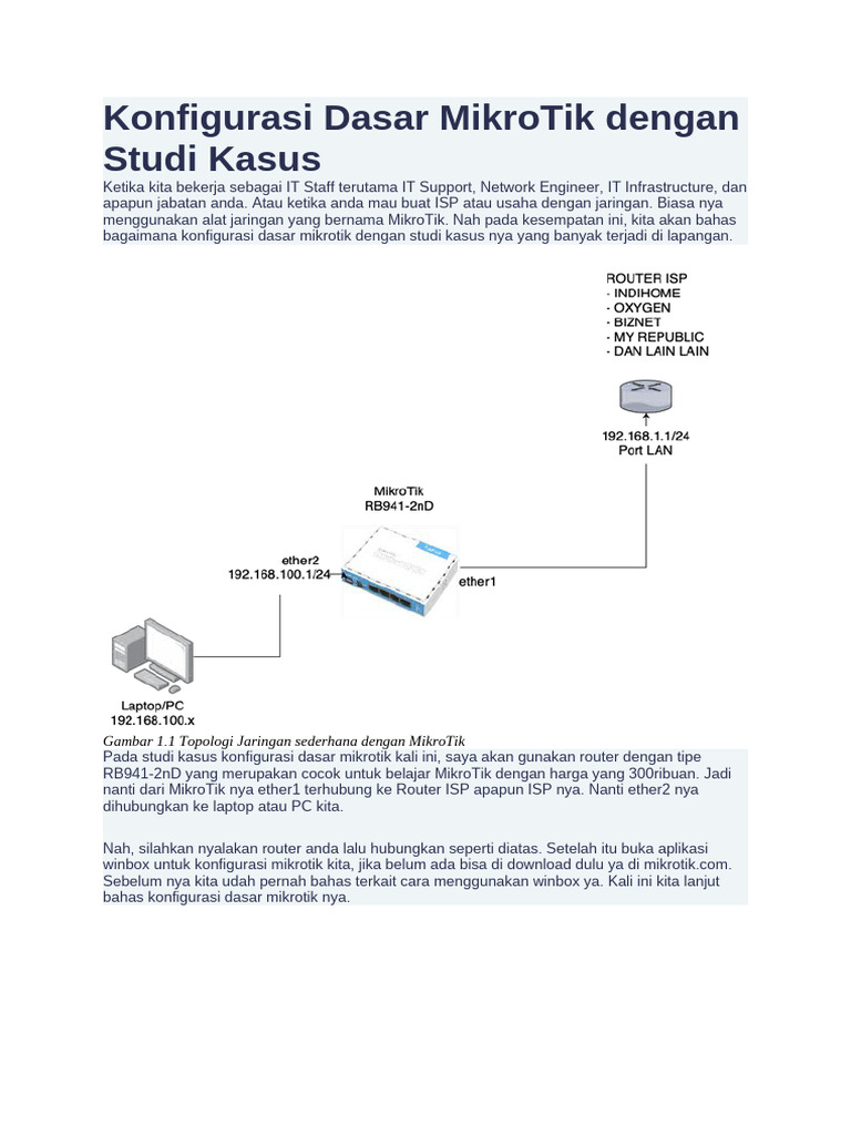 Konfigurasi Dasar MikroTik untuk ISP | PDF