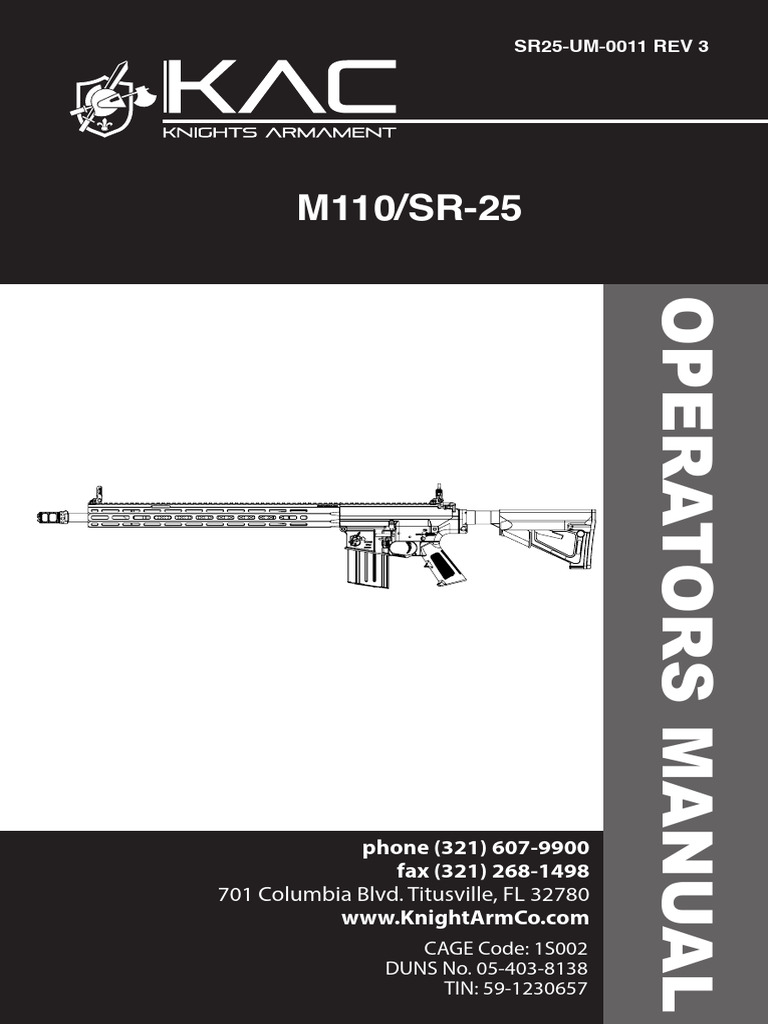 M110A2 Rifle Operator's Manual | PDF | Gun Barrel | Cartridge (Firearms)