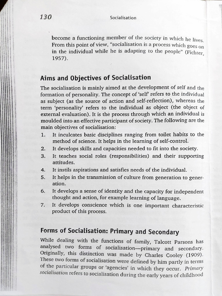 Aims, Forms and Mechanism of Socialisation | PDF