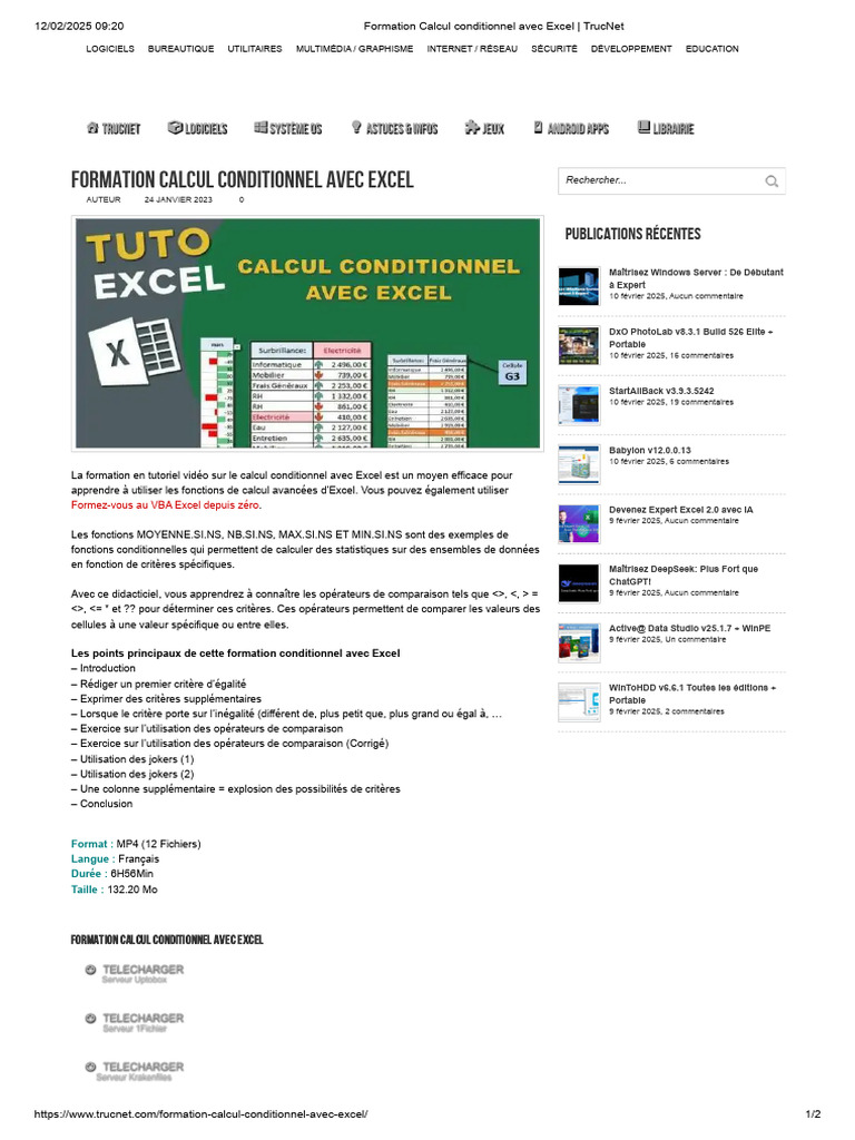 Formation Excel : Calcul Conditionnel | PDF | Microsoft Excel | Génie ...