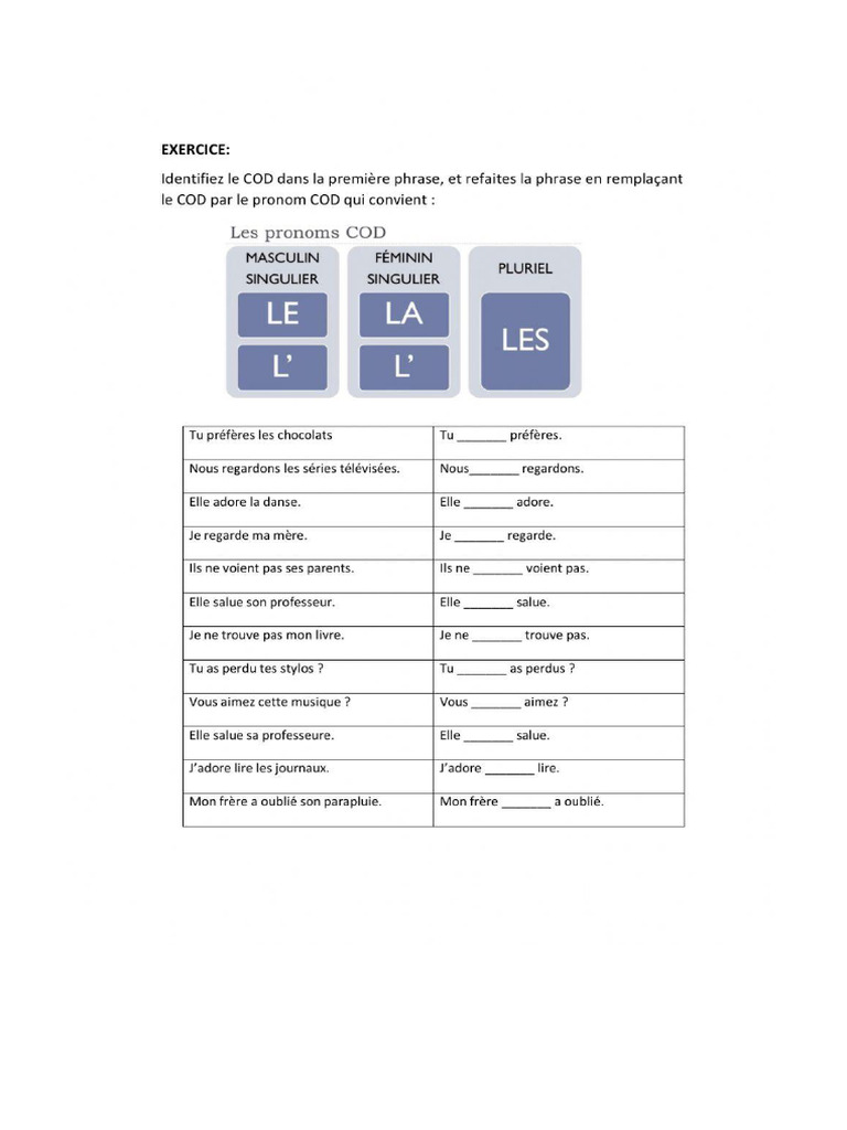 COD Worksheet 2 | PDF