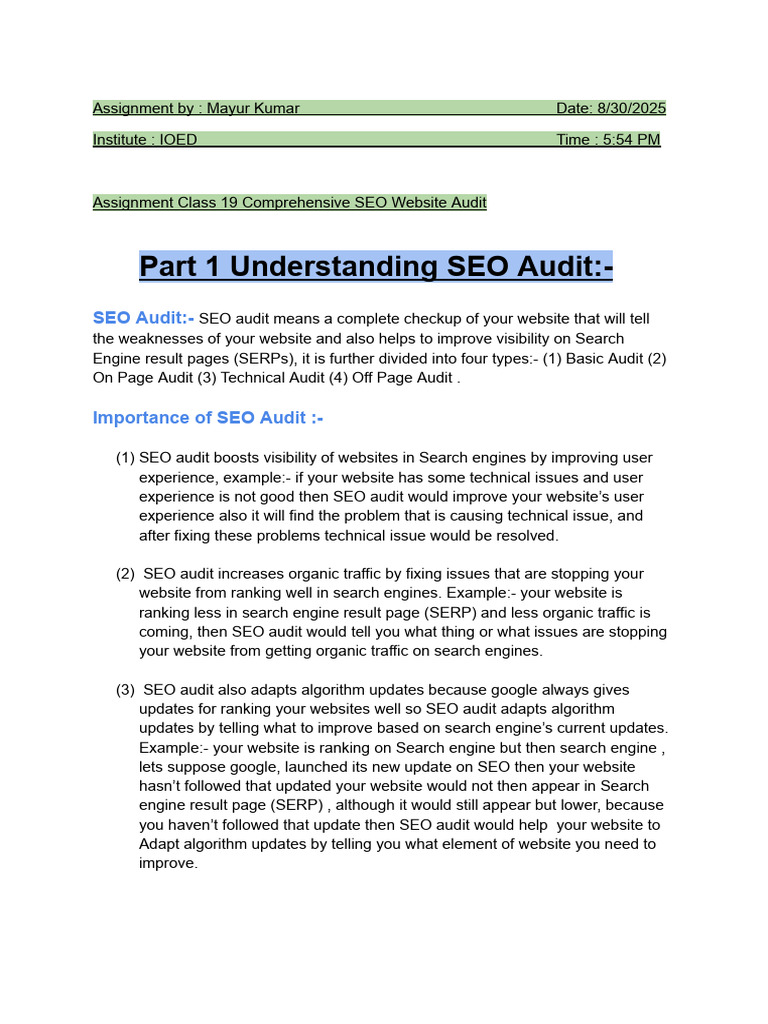 Assignment class 19 | PDF | Search Engine Optimization | Hypertext