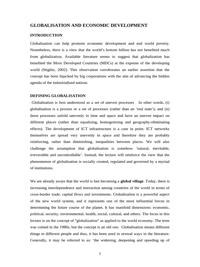 Globalisation and Economic Development | PDF | Globalization | Taxes