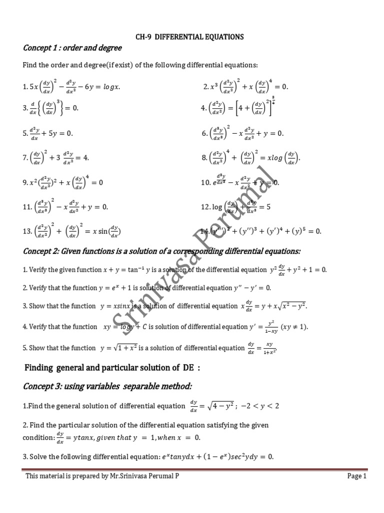 Differential Equations Concepts and Solutions | PDF | Equations | Chess ...