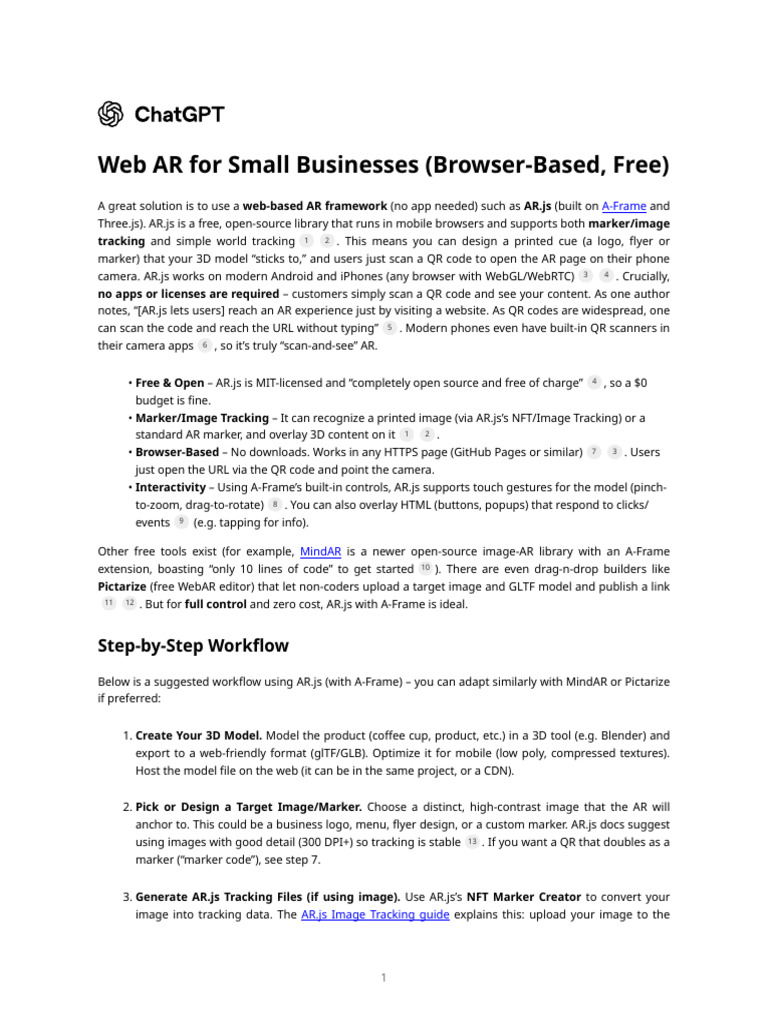 Web AR Solutions for Small Businesses | PDF | Qr Code | Web Application