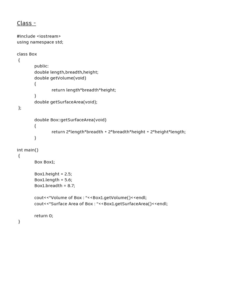 C++ Class Examples: Box, Student, Employee | PDF | Namespace | Computing