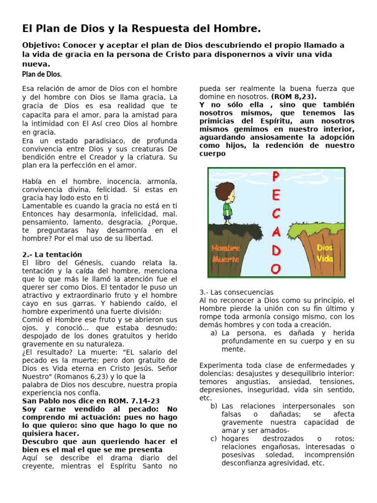 El Plan de Dios y La Respuesta Del Hombre | PDF | Pecado | Creencia ...