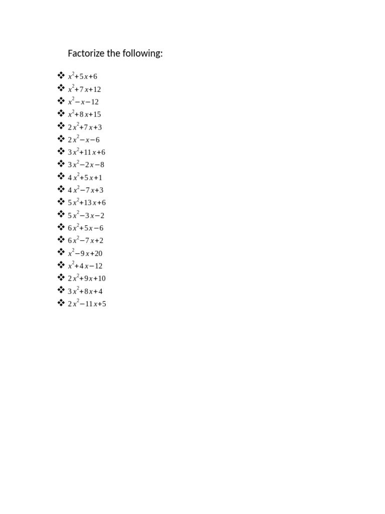 Polynomial Factorization Examples | PDF