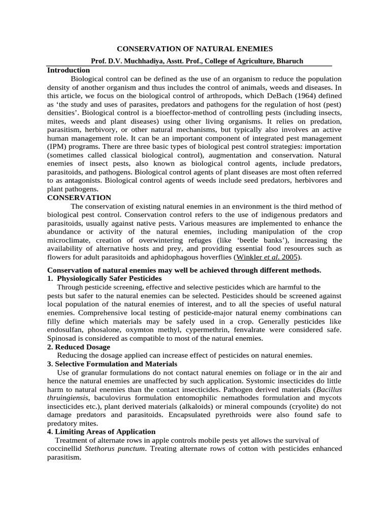 Strategies for Conserving Natural Enemies | PDF | Biological Pest ...