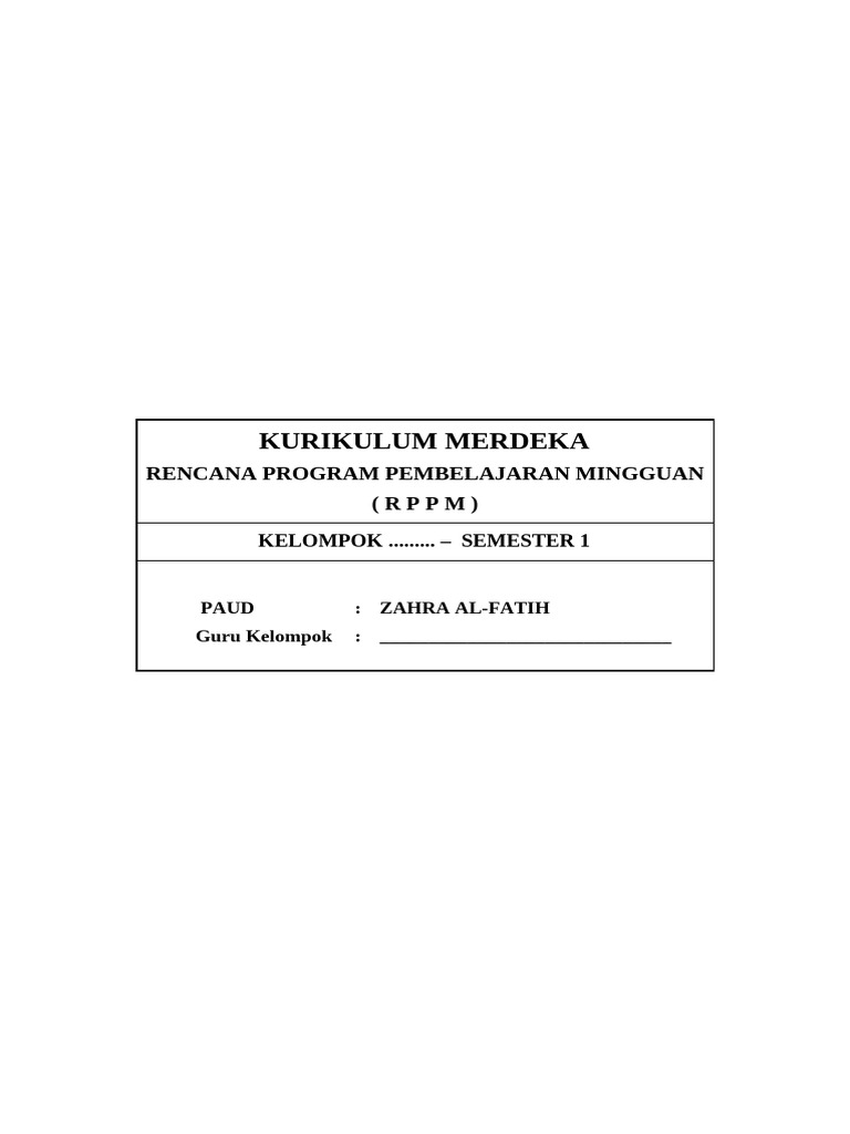 RPPM PAUD: Pembelajaran Kebinekaan dan Sosial | PDF