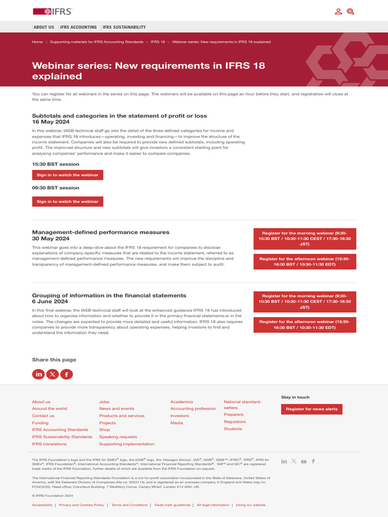 IFRS 18 Webinar Series Registration | PDF | International Financial ...