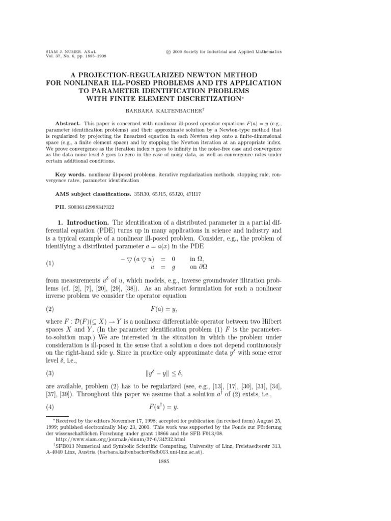 Projection-Regularized Newton Method | PDF | Finite Element Method ...