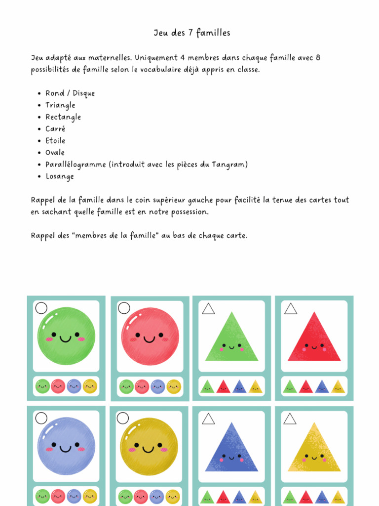 Jeu 7 Familles Des Formes Géométriques | PDF