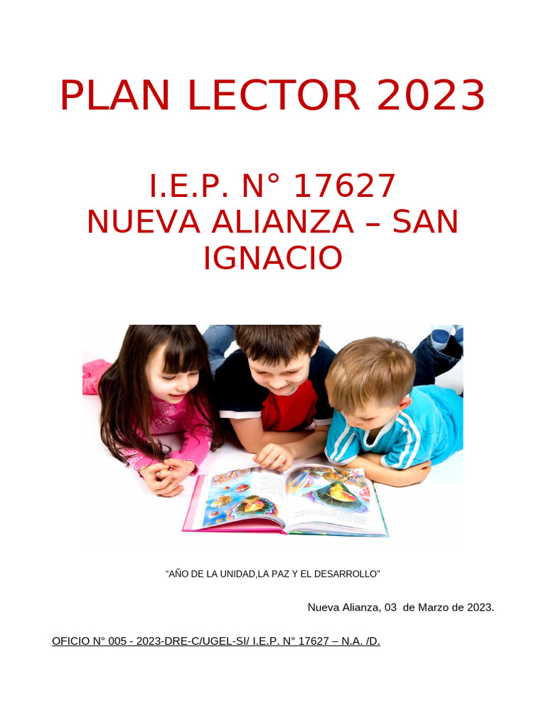 PLAN LECTOR 2023 | PDF | Comprensión lectora | Salón de clases