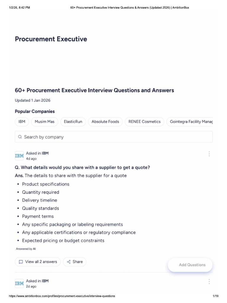Procurement Interview Questions | PDF