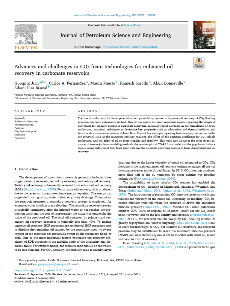 CO2 Foam Technologies for Oil Recovery | PDF | Enhanced Oil Recovery ...