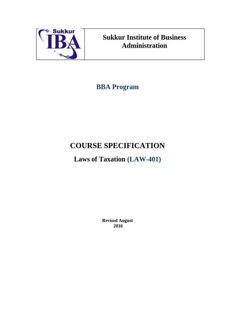 BBA Taxation Laws Course Overview | PDF | Taxes | Course Evaluation