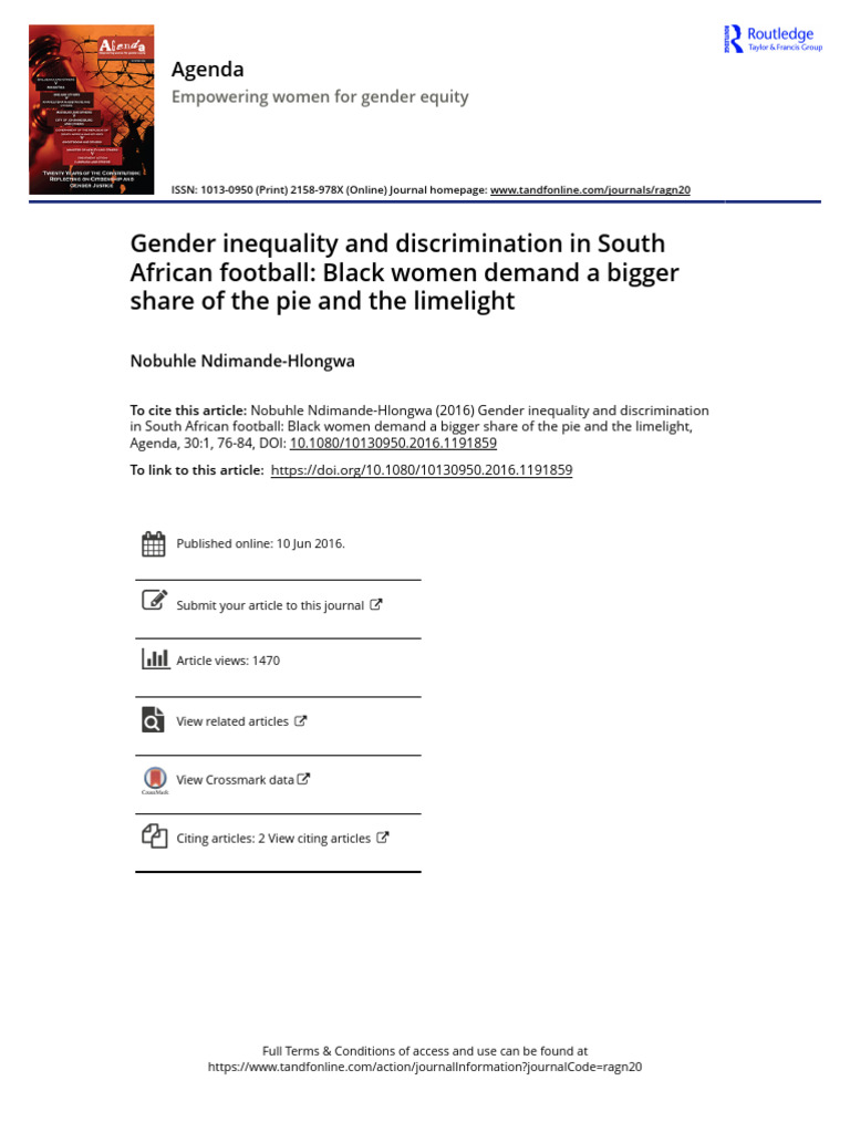 Gender Inequality in South African Football | PDF | Gender Studies ...