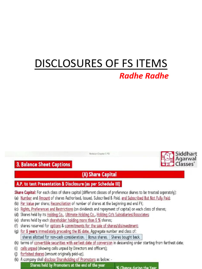 Disclosures of Fs Items | PDF