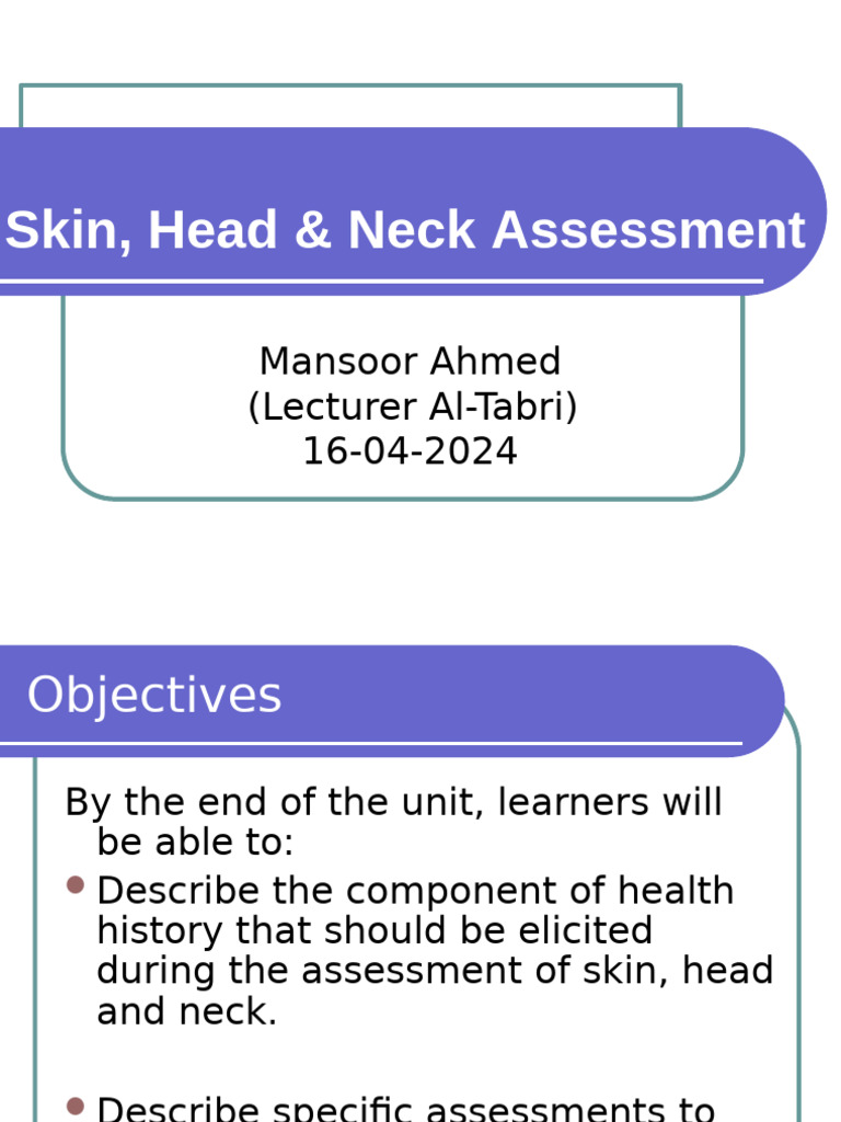 Skin, Head & Neck Assessment Guide | PDF | Skin | Human Anatomy