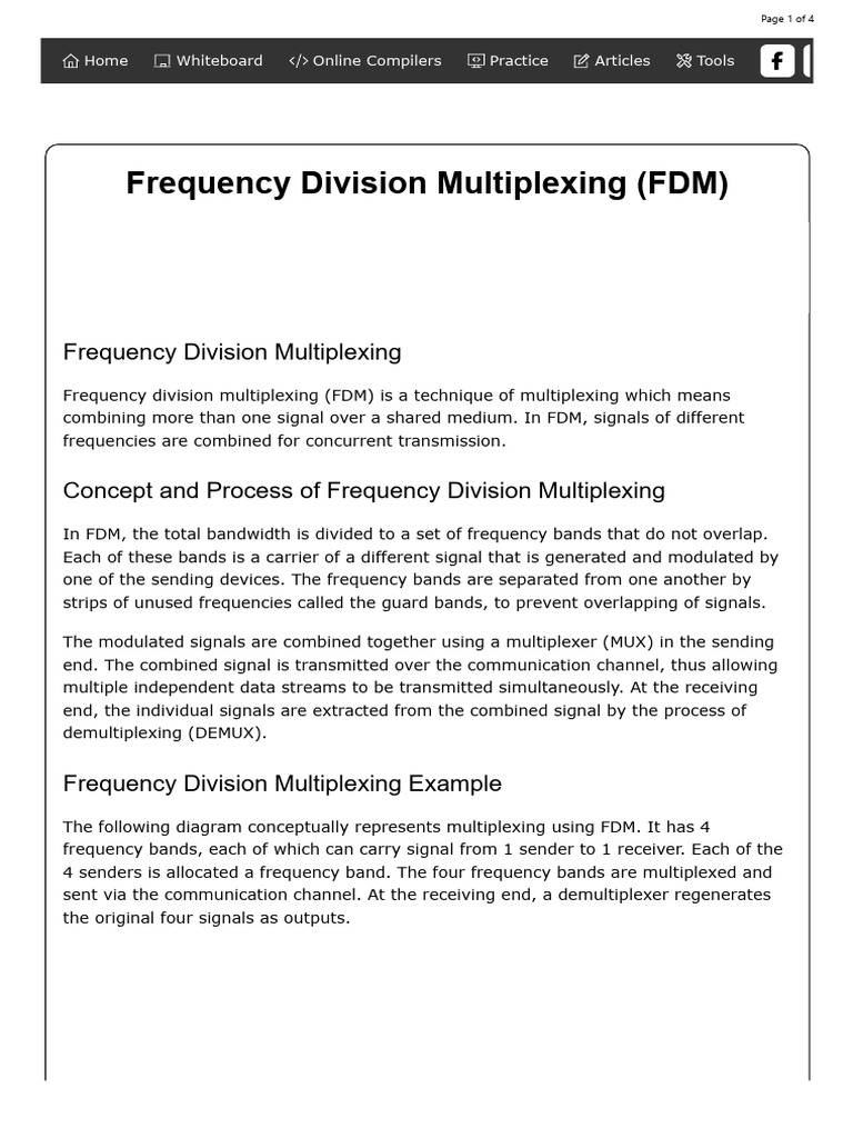 Frequency Division Multiplexing Explained | PDF | Multiplexing ...