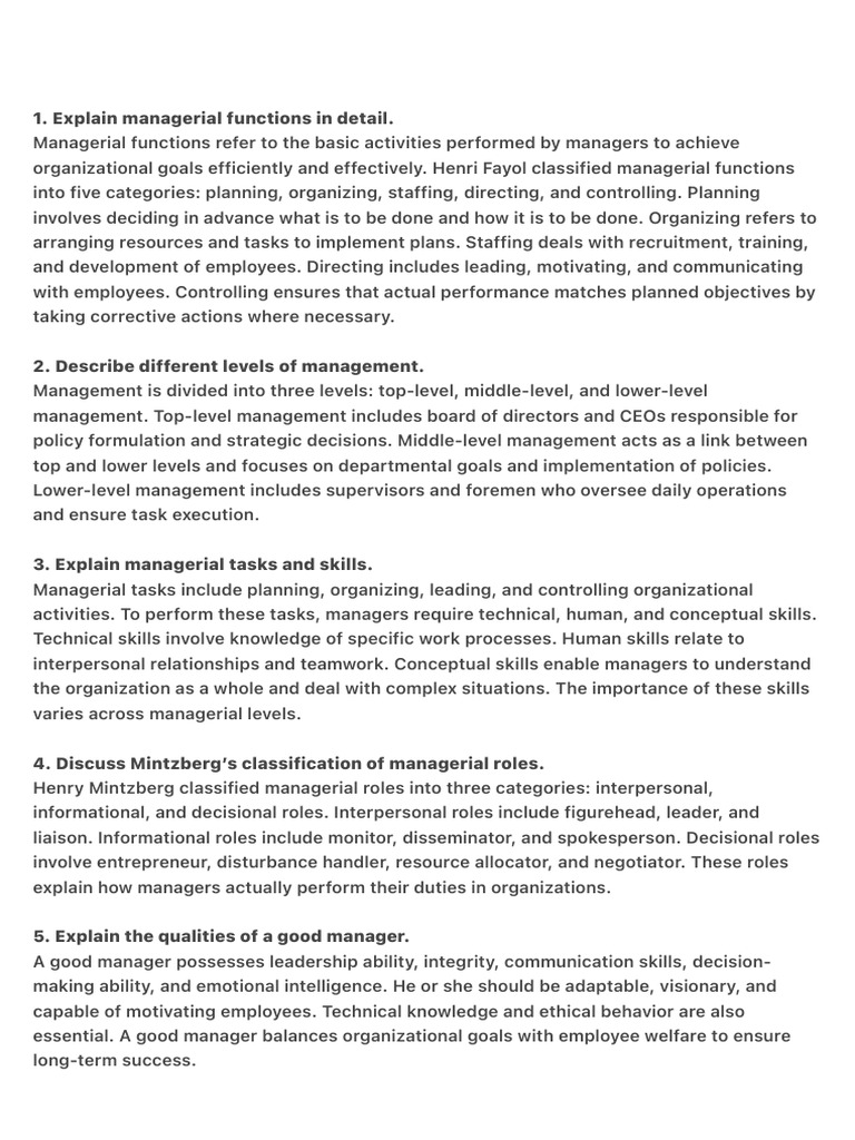 Managerial Functions and Leadership Explained | PDF | Leadership ...
